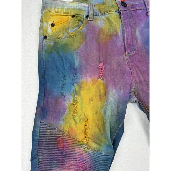Heritage By America Men's Jeans Size 36x33 Tie Dye Denim Distressed Unique 36 30 - Picture 7 of 16